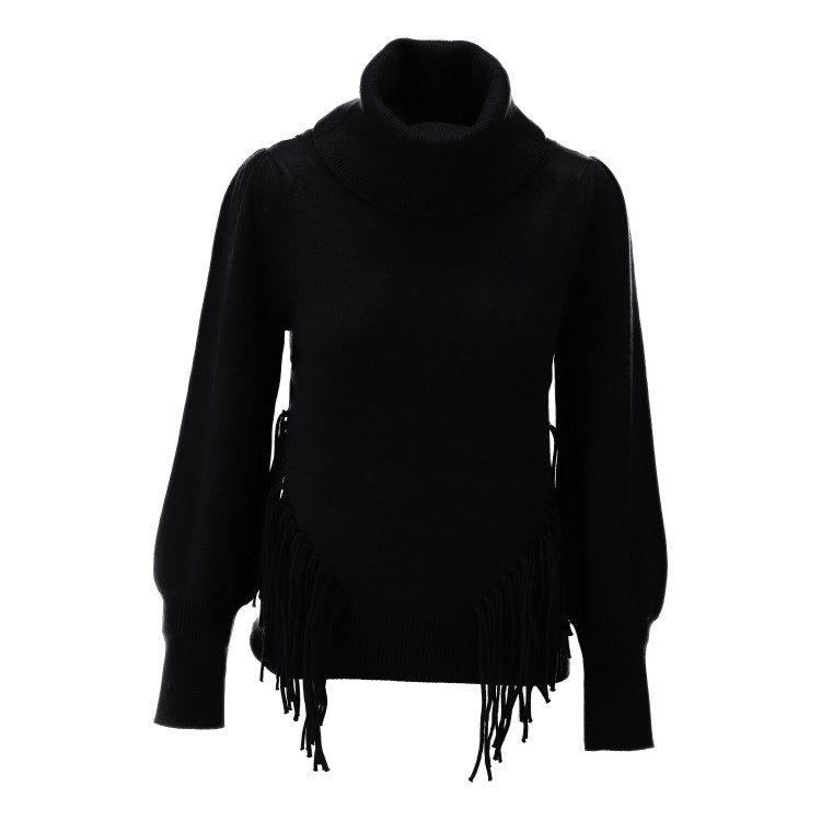 K-Design Trui Rolkraag met Franjes ZWART V852 K-Design Trui Rolkraag met Franjes ZWART V852